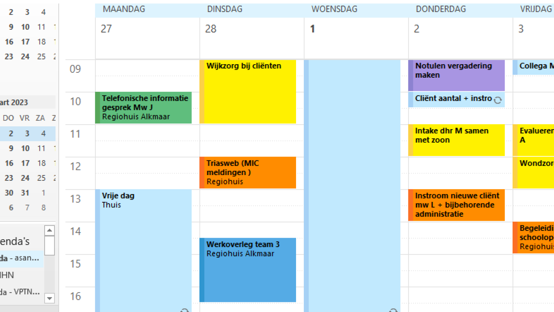 Weekagenda wijkverpleegkundige Evean Volledig Pakke Thuis